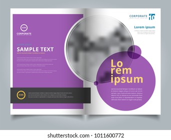 Brochure layout design template geometric circle, Annual report, Leaflet, Advertising, poster, Magazine, Business for background, Empty copy space, Purple color tone vector illustration artwork