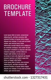 Brochure layout design template. Plastic pink black blue synthwave texture. Buoyant wavy flux background pattern. Business brochure vector cover layout. Company strategy book cover.