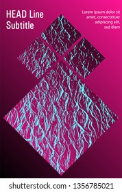 Brochure layout design template. Plastic pink black blue synthwave texture. Business brochure vector cover layout. Research development plan cover. Buoyant wavy flux background pattern.