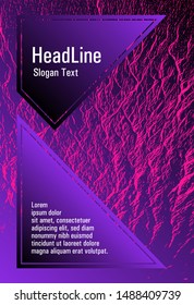 Brochure layout design template. Plastic pink, proton purple esports texture. Buzzing flux ripple movement background. Business brochure vector cover layout. Geometric creative solutions.