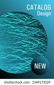 Brochure layout design template. Turquoise sea green marine waves texture. Presentation slides cover page. Buzzing flux ripple movement background. Business brochure vector cover layout.