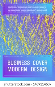 Brochure layout design template. Violet blue yellow arthouse effect texture. Liquid rippling motion background pattern. Minimal cover page concept. Business brochure vector cover layout.