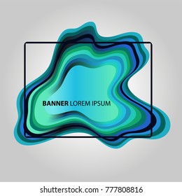 Brochure layout with fluid color banner. Modern professional banner. Design cover poster with abstract element, place for text for business and background. Vector illustration. Colored shape card