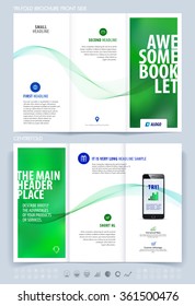 Brochure layout, flyer and cover design template with dynamic smoke lines and blurred background. Vector illustration.