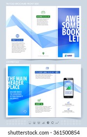 Brochure layout, flyer and cover design template with dynamic waves background. Vector illustration.