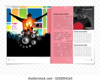 Brochure layout with music event subject