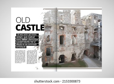 Brochure layout with old castle background, vctor illustration ready for use