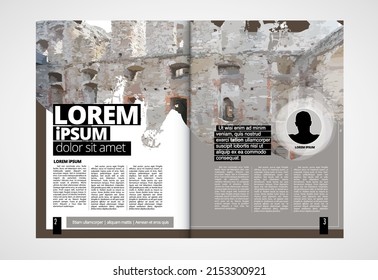 Brochure layout with old castle background, vctor illustration ready for use