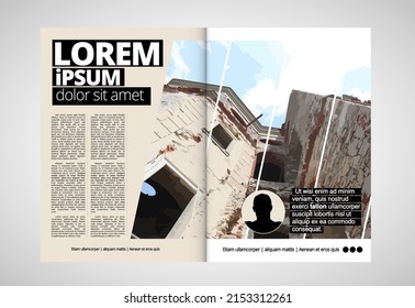 Brochure layout with old castle background, vctor illustration ready for use