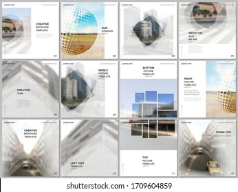 Brochure layout of square format covers design templates for square flyer leaflet, brochure design, report, presentation, magazine cover. Corporate business concept template with abstract ackgrounds.