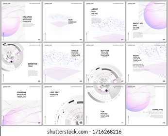 Brochure layout of square format covers design template for square flyer leaflet, brochure design, report, presentation, magazine cover. Future technology. Infographic digital cloud technology concept