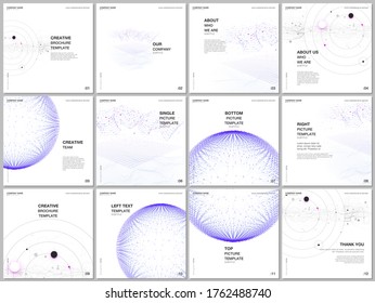 Brochure layout of square format covers design templates for square flyer leaflet, brochure design, report, presentation, magazine cover. Big data visualization. Futuristic technology background.