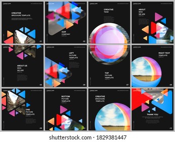 Brochure layout of square format covers design templates for square flyer leaflet, brochure design, report, magazine cover. Colorful simple design background for professional business agency portfolio