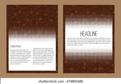 Brochure layout template flyer design. Vector background made in coffee beans