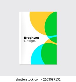 Brochure, leaflet, cover template. Abstract yellow green and sky blue circles design on white background