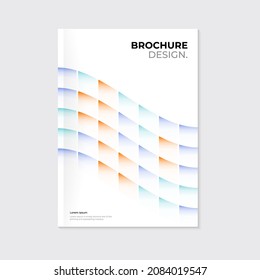 Brochure, leaflet, cover template design. Dynamic colorful wave element shapes. Abstract shapes on white background. A4 blank. Vector