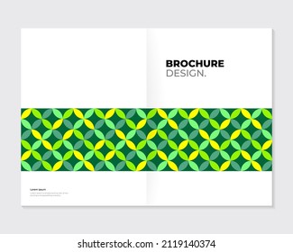 Broschüre, Gebrauchsinformation, Titeldesign. Geometrisches Blumenmuster auf weißem Hintergrund