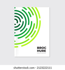 Brochure, leaflet, cover template design. Dynamic green curved lines element shapes. Circular abstract shapes on white background. A4 blank paper