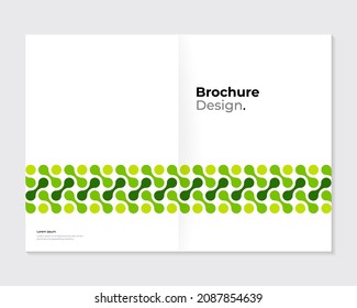 Brochure, leaflet, cover template. Modern stylish abstract texture design. Green color seamless pattern on white background. A4 blank. Vector eps10