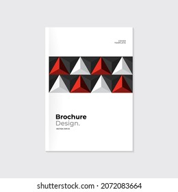 Brochure, leaflet, flyer, cover, blank, leaflet template. Geometric abstract background. Gray white and red triangle pattern. A4. Vector EPS 10