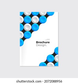 Broschüre, Packungsbeilage, Flyer, Umschlag, Blindproben, Faltschachtel für die Packungsbeilage. Geometrischer abstrakter Hintergrund. Blaues und weißes Kreismuster. A4. Vektor EPS10