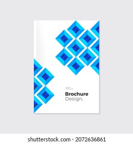Brochure, leaflet, flyer, cover, blank, leaflet template. Geometric abstract background. Blue square pattern. A4. Vector EPS 10