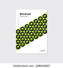 Brochure, leaflet, flyer, cover, blank, leaflet template design. Geometric abstract shapes. Green hexagon pattern. A4. Vector 