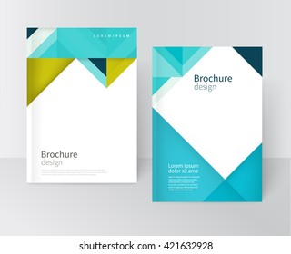Brochure, leaflet, flyer, cover template. Modern Geometric Abstract background blue & green triangles. diagonal vertical composition minimalistic design concept/ vector-stock illustration 10 EPS
