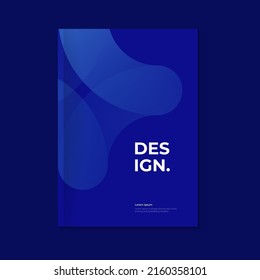 Brochure, leaflet, handbill template design. Geometric abstract figure on blue background. Luxury dark cover. Vertical A4