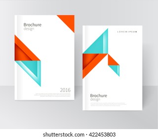 Brochure, leaflet, report, flyer, cover template Modern Geometric Abstract background blue & red triangles. diagonal vertical composition minimalistic design concept/ vector-stock illustration 10 EPS
