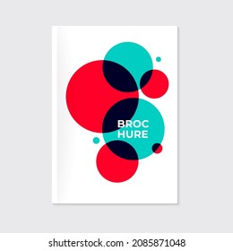 Brochure, leaflet template. Abstract red and blue circle shapes on white background. Retro style decoration. Vector art design