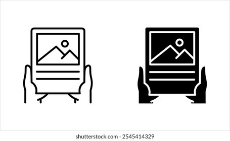 brochure linear icon set. Advertising pamphlet thin line illustration on white background