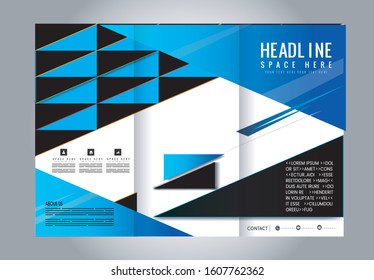 Brochure mock up design template for business, education, advertisement. Trifold booklet editable printable vector illustration. 

