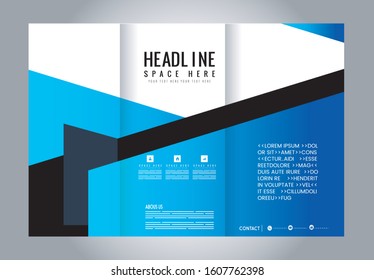 Brochure mock up design template for business, education, advertisement. Trifold booklet editable printable vector illustration. 
