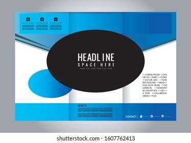 Brochure mock up design template for business, education, advertisement. Trifold booklet editable printable vector illustration. 
