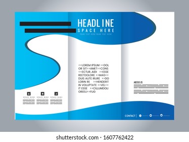 Brochure mock up design template for business, education, advertisement. Trifold booklet editable printable vector illustration. 
