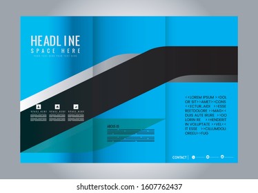 Brochure mock up design template for business, education, advertisement. Trifold booklet editable printable vector illustration. 
