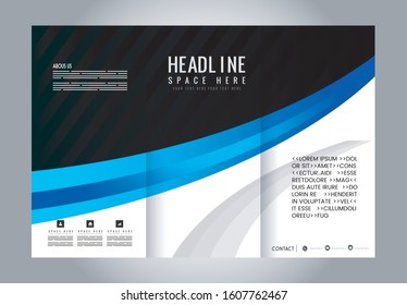Brochure mock up design template for business, education, advertisement. Trifold booklet editable printable vector illustration. 
