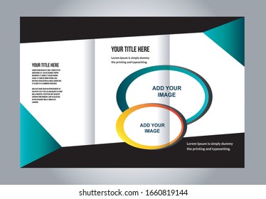 Brochure mock up design template for business, education, advertisement. Trifold booklet editable printable vector illustration. Red color
