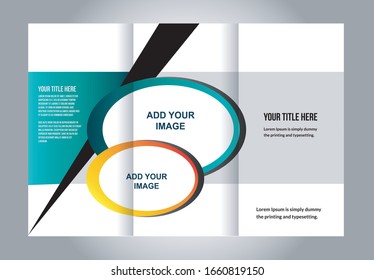 Brochure mock up design template for business, education, advertisement. Trifold booklet editable printable vector illustration. Red color
