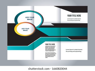 Brochure mock up design template for business, education, advertisement. Trifold booklet editable printable vector illustration. 
