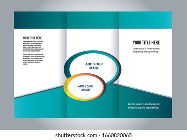 Brochure mock up design template for business, education, advertisement. Trifold booklet editable printable vector illustration. 
