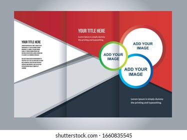 Brochure mock up design template for business, education, advertisement. Trifold booklet editable printable vector illustration. 
