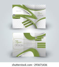 Brochure mock up design template for business, education, advertisement. Trifold booklet editable printable vector illustration. Green color.