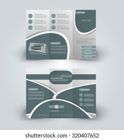 Brochure mock up design template for business, education, advertisement. Trifold booklet editable printable vector illustration. Green color.