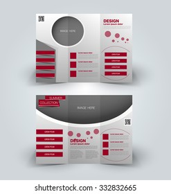 Brochure mock up design template for business, education, advertisement. Trifold booklet editable printable vector illustration. Red color.