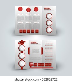 Brochure mock up design template for business, education, advertisement. Trifold booklet editable printable vector illustration. Red color.