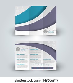 Brochure mock up design template for business, education, advertisement. Trifold booklet editable printable vector illustration. Blue and purple color