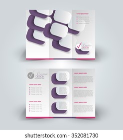 Brochure mock up design template for business, education, advertisement. Trifold booklet editable printable vector illustration. Pink and purple color.
