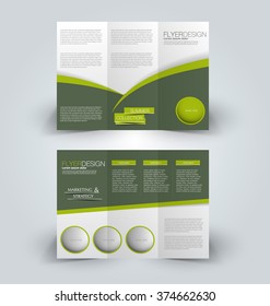 Brochure mock up design template for business, education, advertisement. Trifold booklet editable printable vector illustration. Green color.